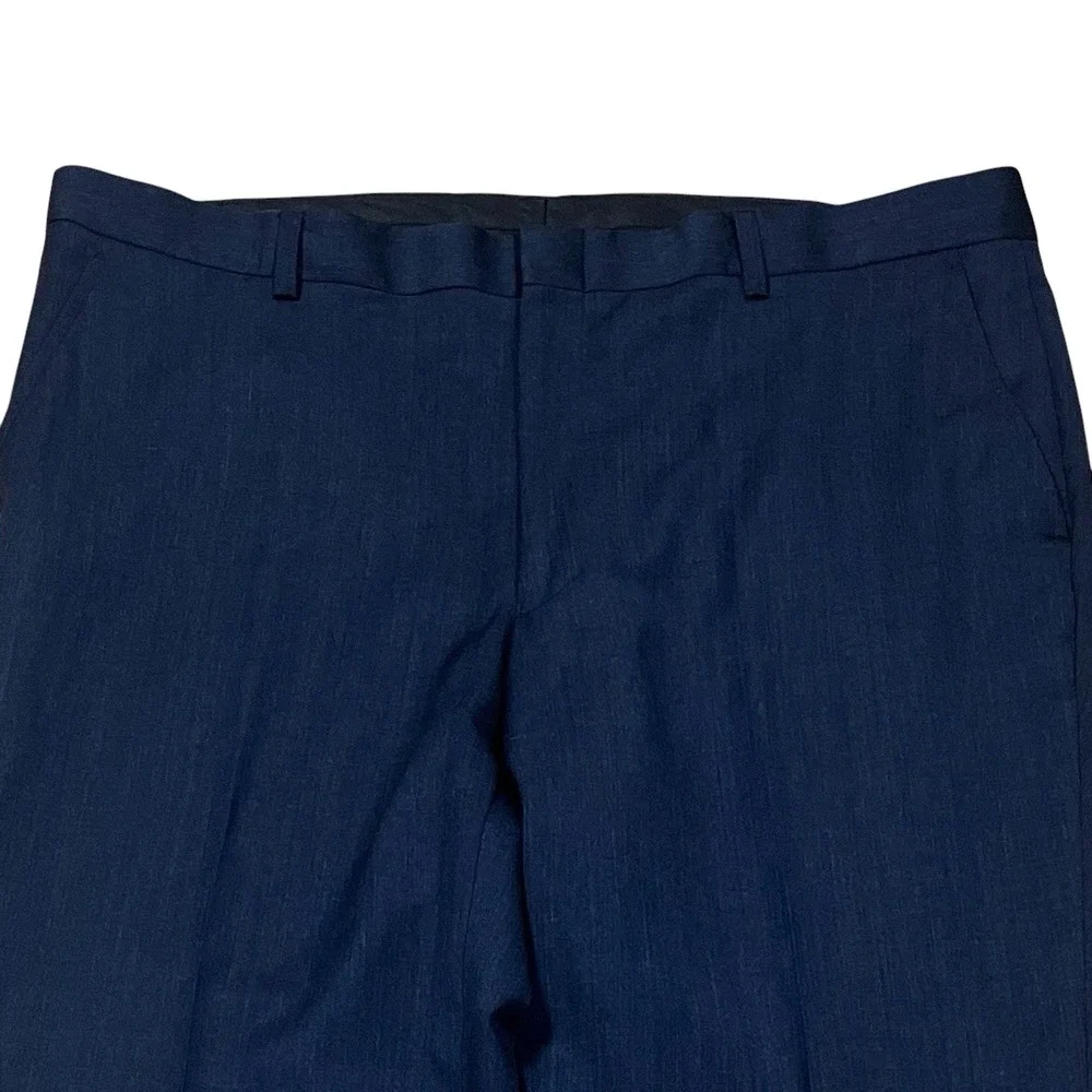 Jos A Bank Traveler Dress Pants Mens 36x30, Fits 37x30 Navy 100% Wool Flat Front